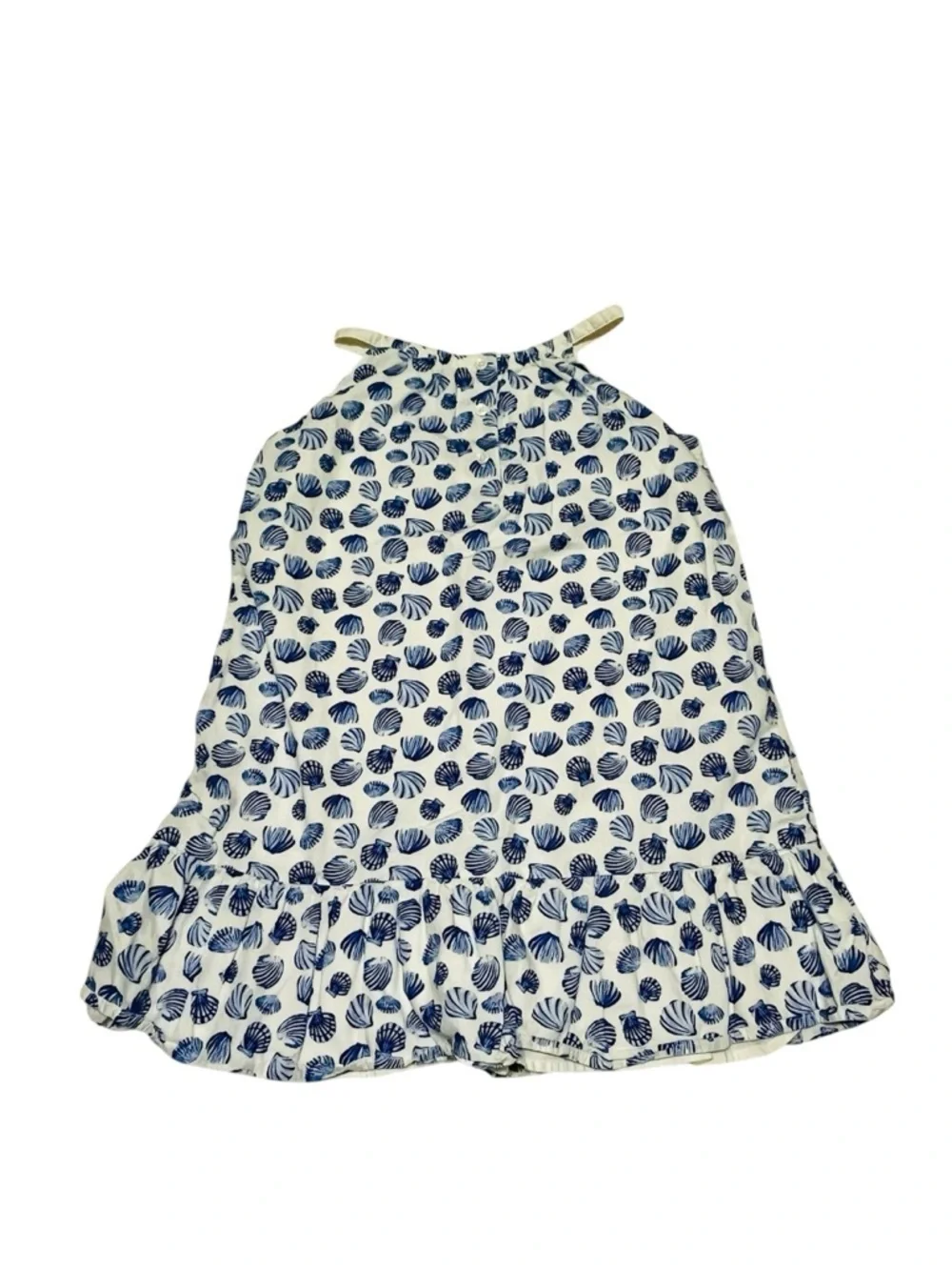 Janie & Jack Girls Size 7 Blue & White Seashell Dress Beach Nautical 100% Cotton